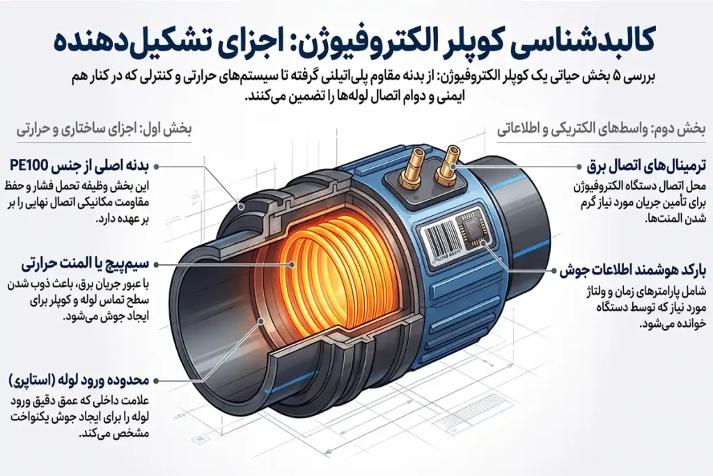 ساختار کوپلر الکتروفیوژن لوله پلی اتیلن 