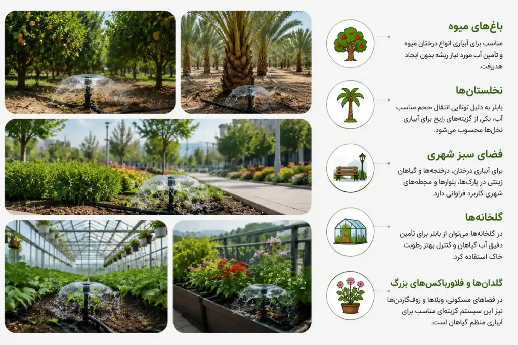 کاربردهای سیستم آبیاری بابلر