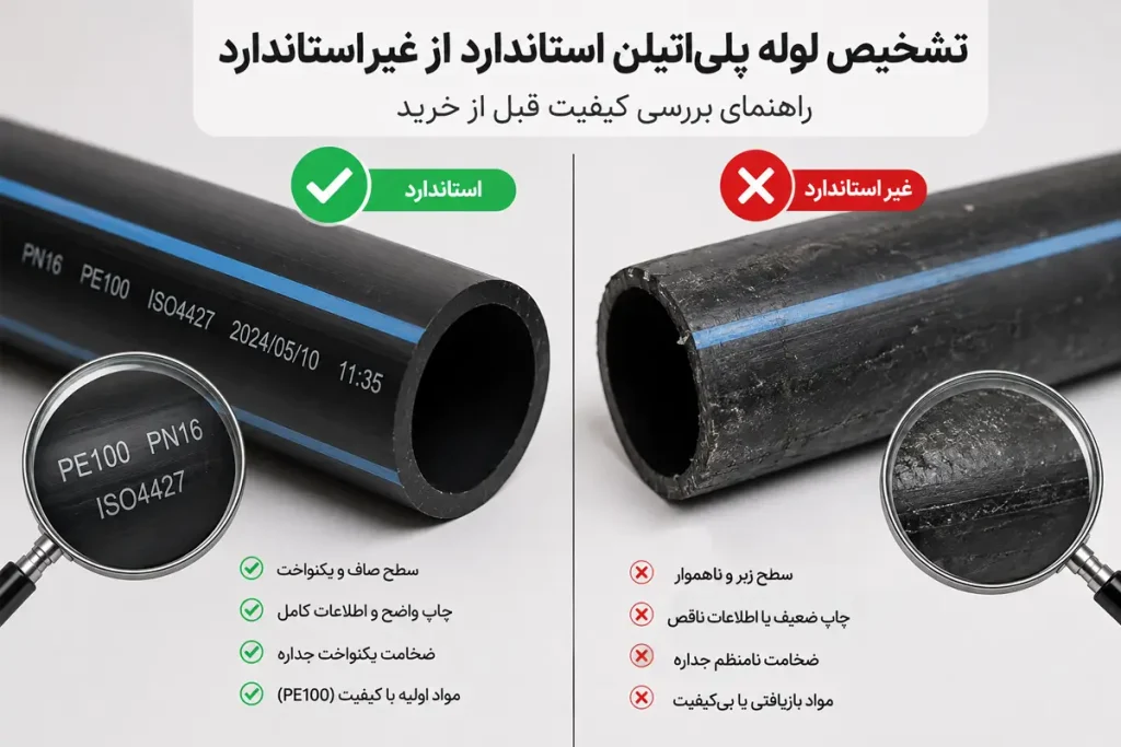 تشخیص لوله پلی اتیلن استاندارد از غیراستاندارد