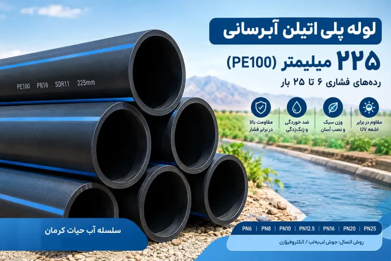 لوله پلی اتیلن آبرسانی 225 میلیمتر PE100