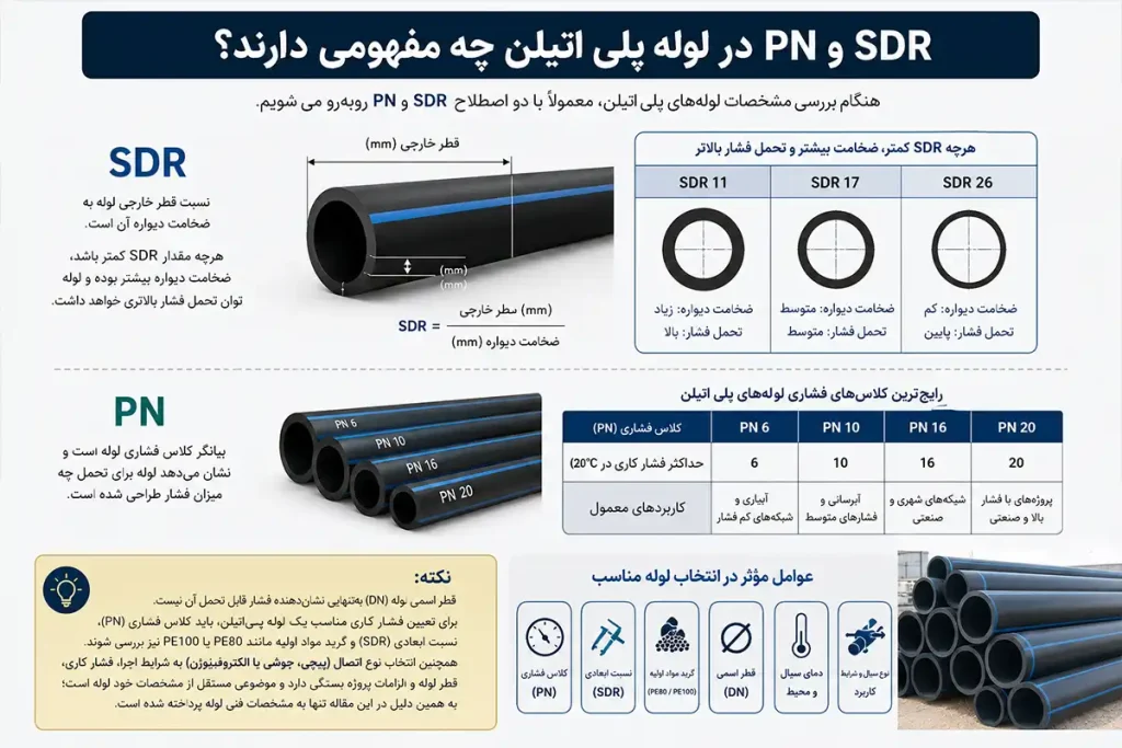 مفهوم SDR و PN در لوله پلی اتیلن -