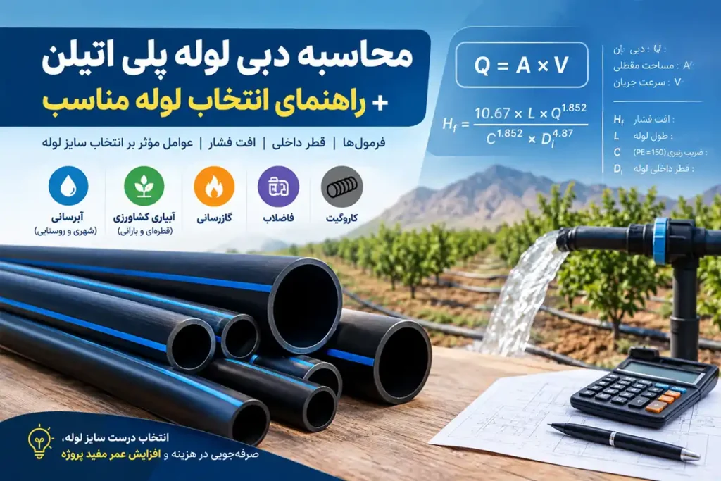 محاسبه دبی لوله‌ پلی‌ اتیلن و راهنمای انتخاب لوله مناسب برای پروژه‌ ها - سلسله آب حیات کرمان